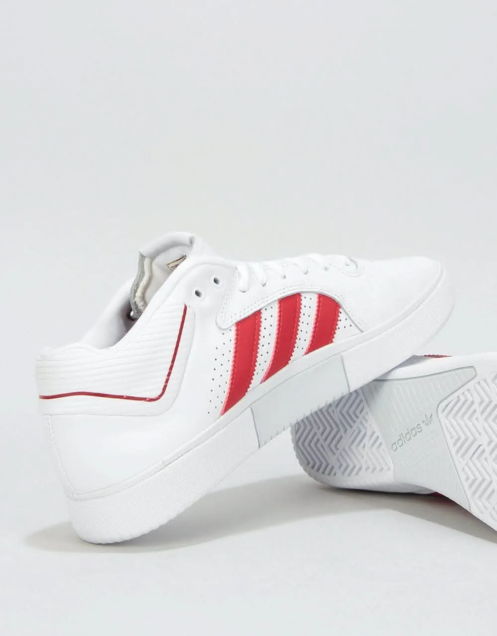 adidas Tyshawn Skate Shoes - White/Scarlet/White
