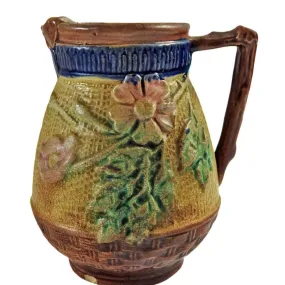 Antique Majolica Creamer with Roses
