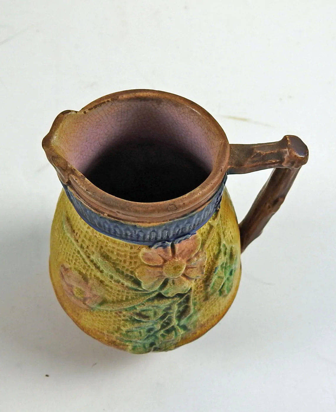 Antique Majolica Creamer with Roses