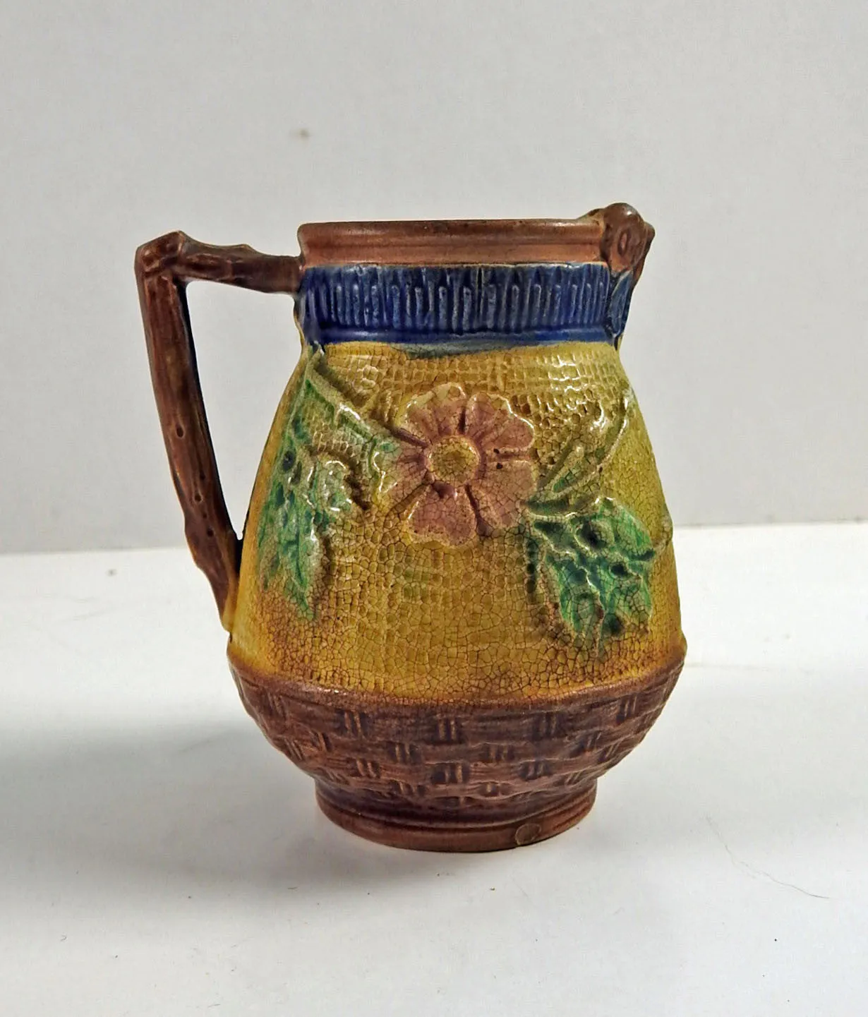 Antique Majolica Creamer with Roses
