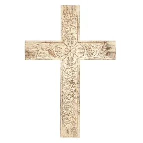 Antique Wood Wall Cross 16"