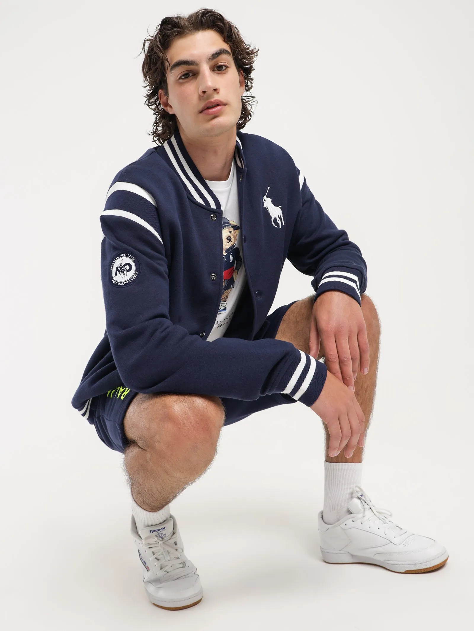 AO Long Sleeve Varsity Jacket in Navy