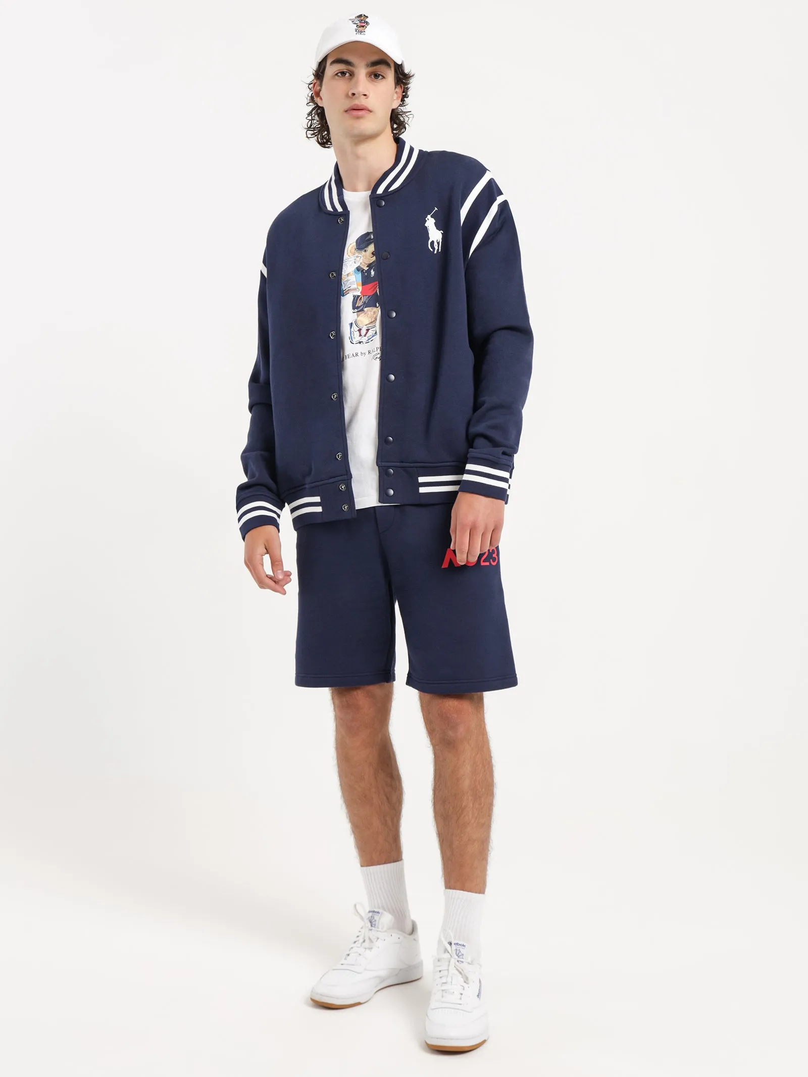 AO Long Sleeve Varsity Jacket in Navy