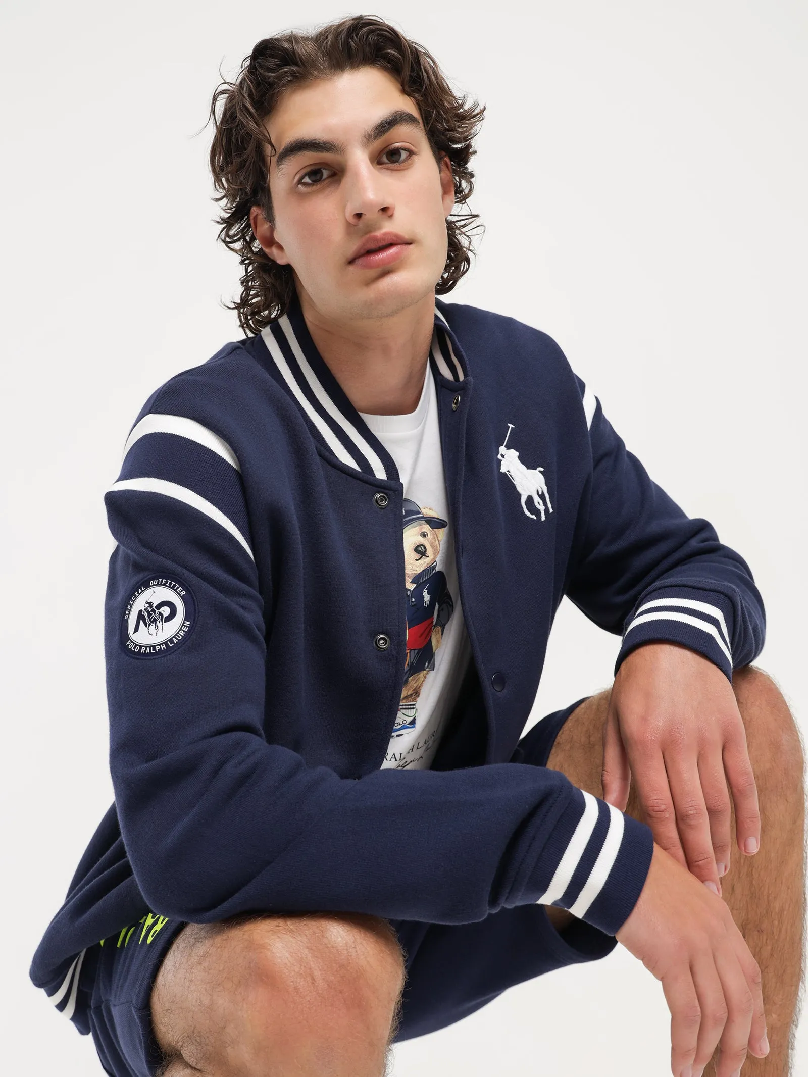AO Long Sleeve Varsity Jacket in Navy