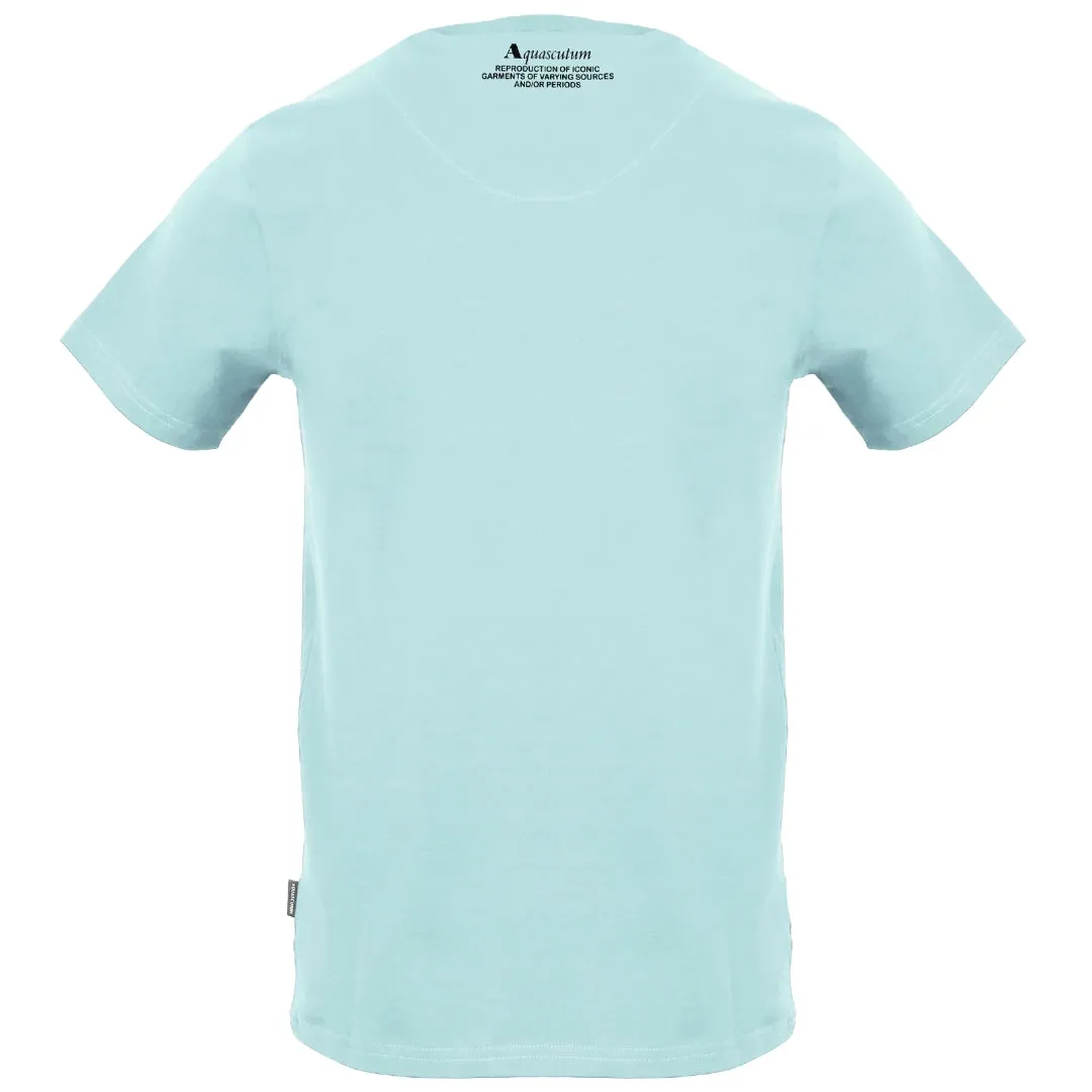 Aquascutum Large Shield Aldis Logo Sky Blue T Shirt