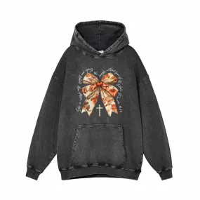 Autumn Pumpkin Cross Bow Vintage Washed Hoodie