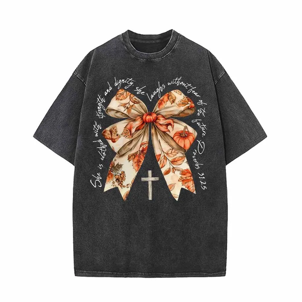 Autumn Pumpkin Cross Bow Vintage Washed T-shirt
