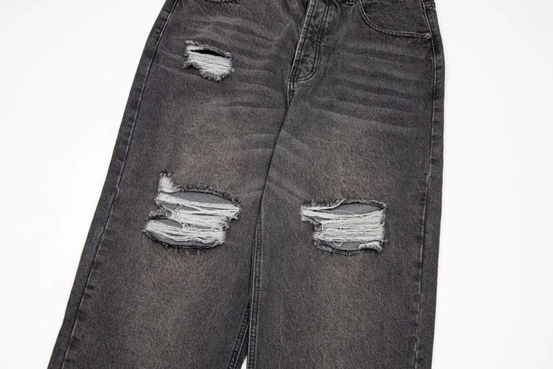 Balenciaga Grey Distressed Baggy Jeans