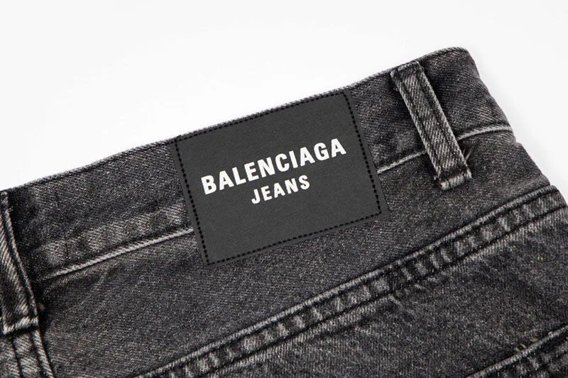 Balenciaga Grey Distressed Baggy Jeans