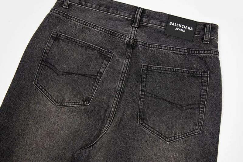 Balenciaga Grey Distressed Baggy Jeans