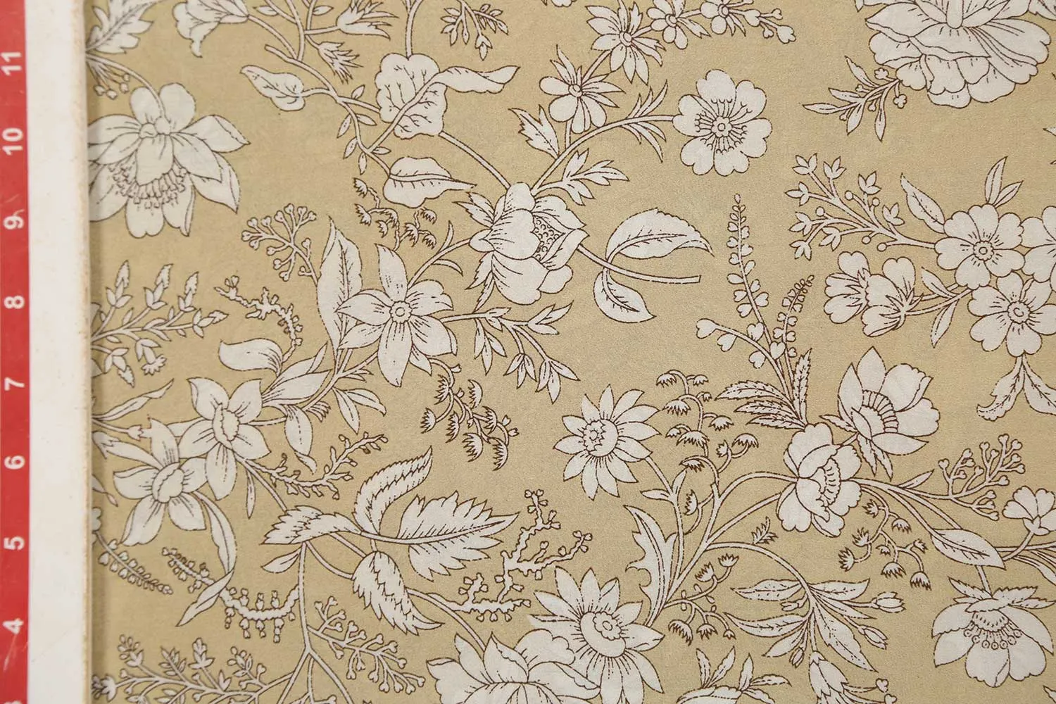 Beige 60 Gram Printed Silk Crepe Fabric