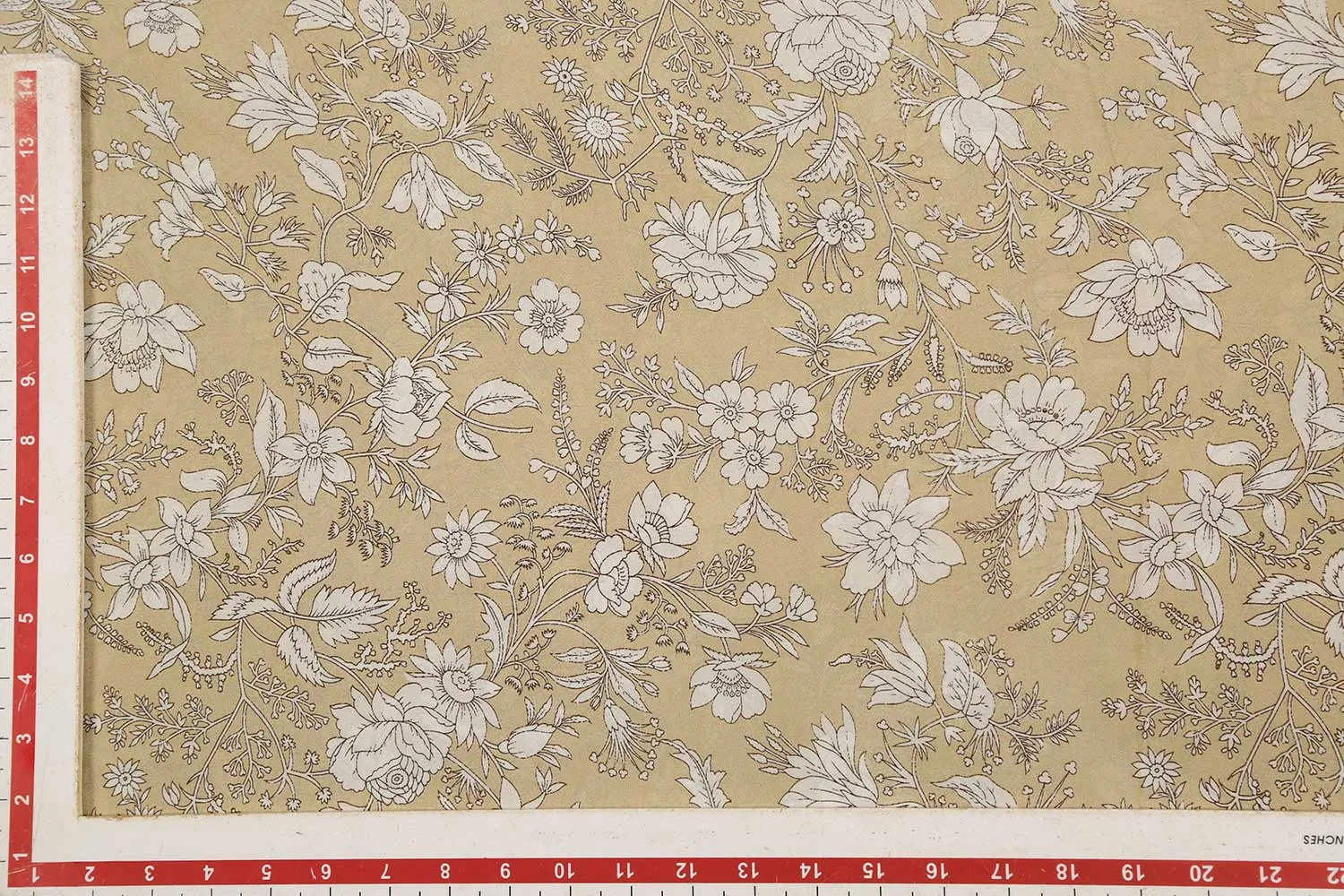 Beige 60 Gram Printed Silk Crepe Fabric