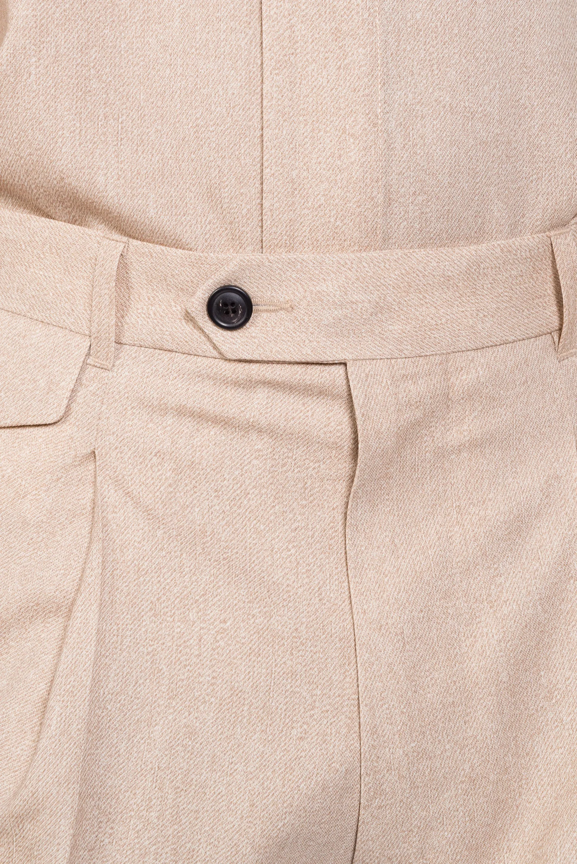 Beige Printed Wool Long Wide Pants