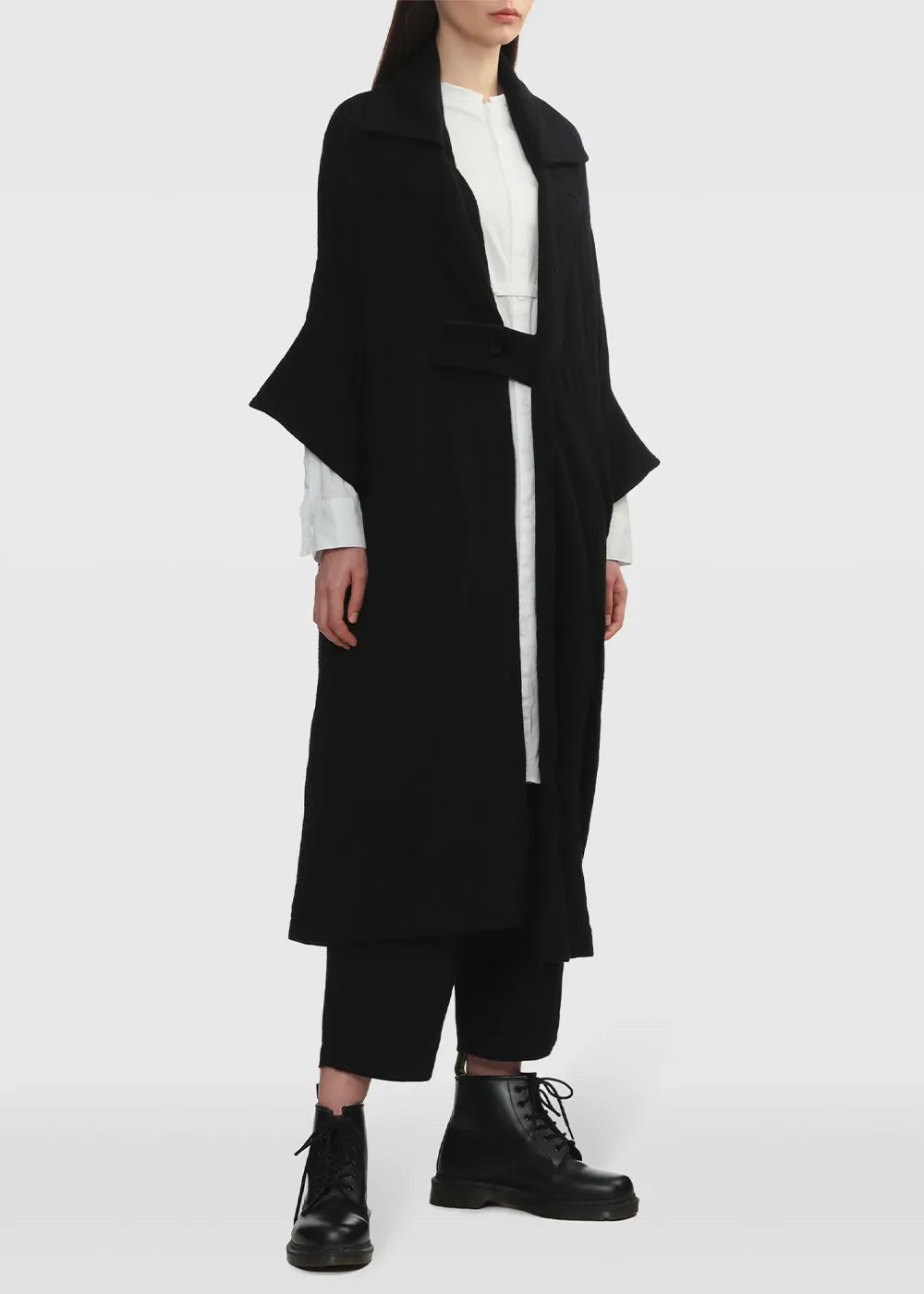 Black Buttoned Square Coat