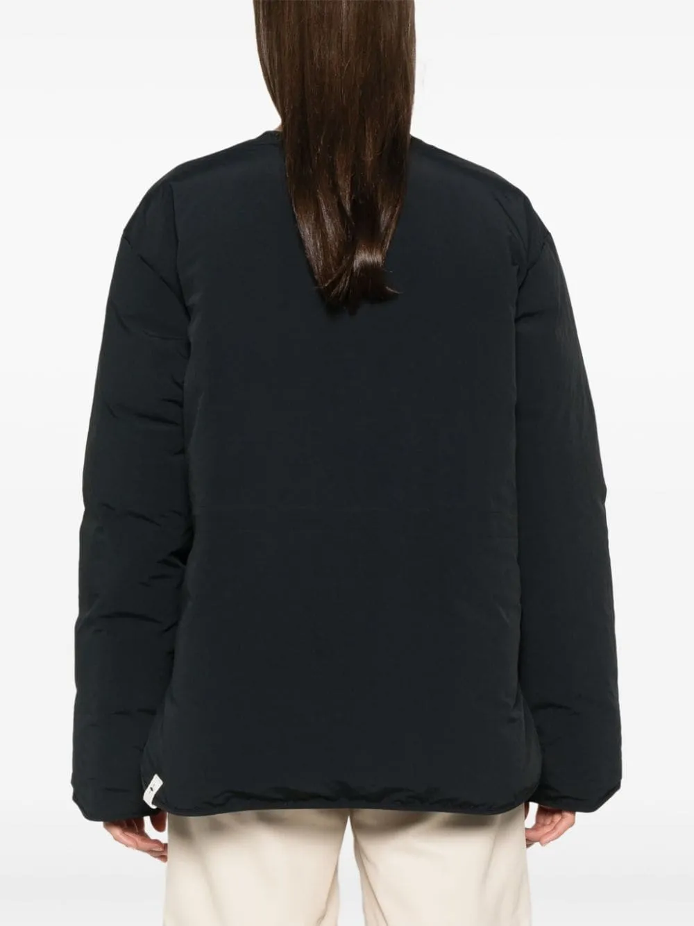 BLACK RECYCLED POLYESTER DOWN-FEATHER COAT