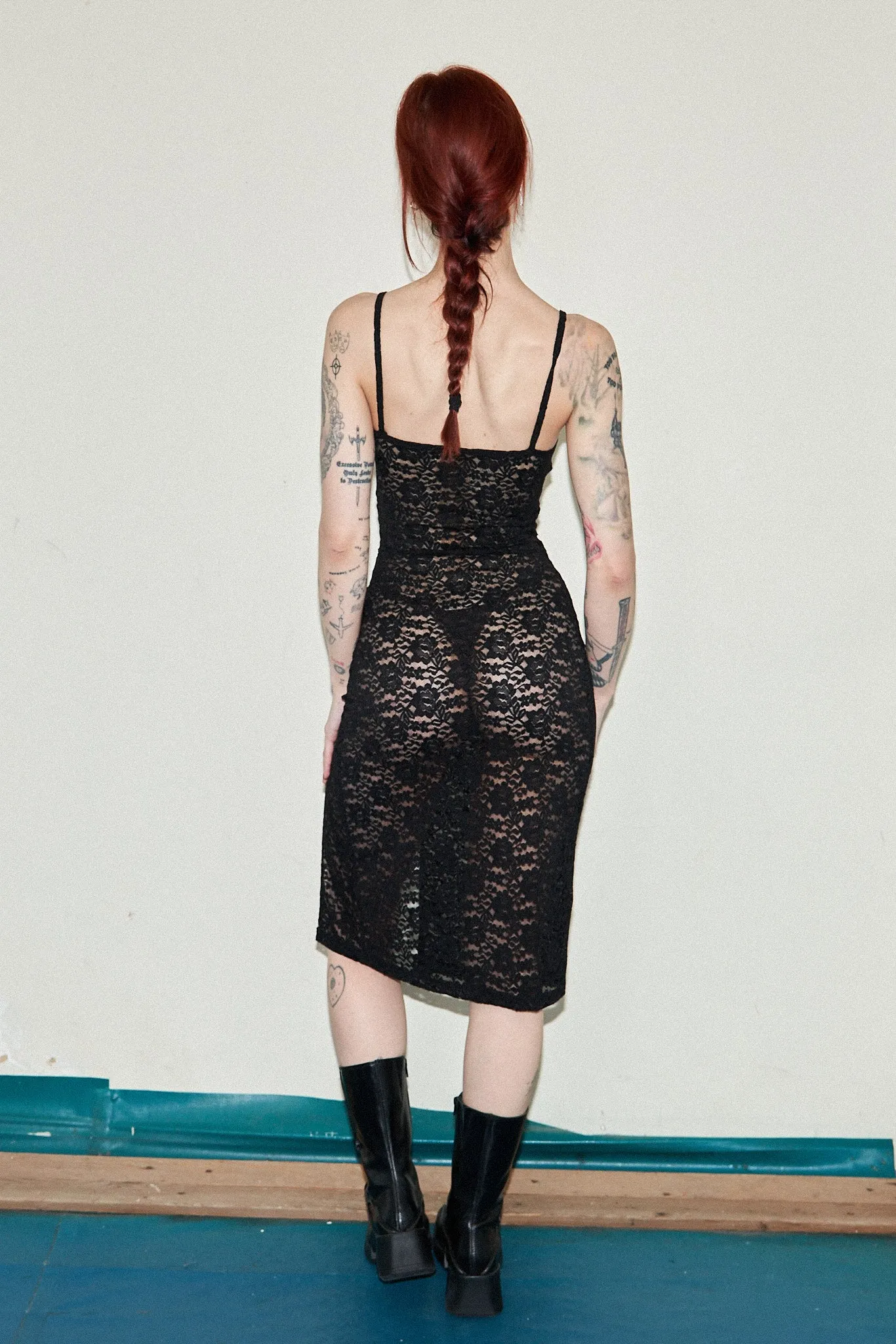 Black Rose Lace Septum Midi Dress
