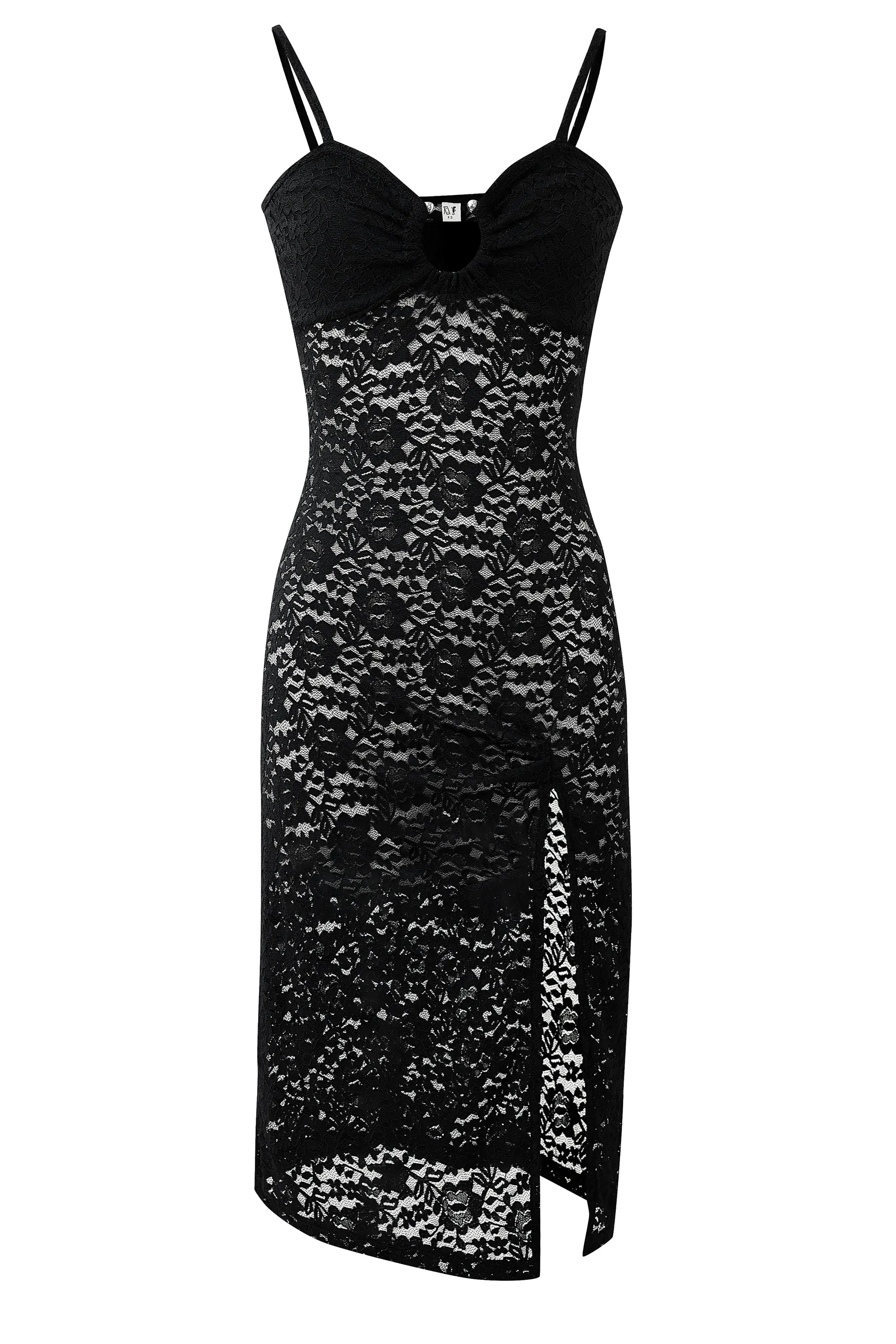 Black Rose Lace Septum Midi Dress