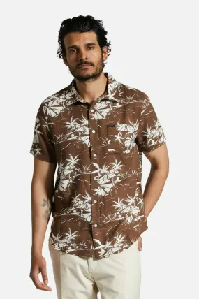 BRIXTON CHARTER SLUB S/S WOVEN - SEPIA UMBRELLA SCENE