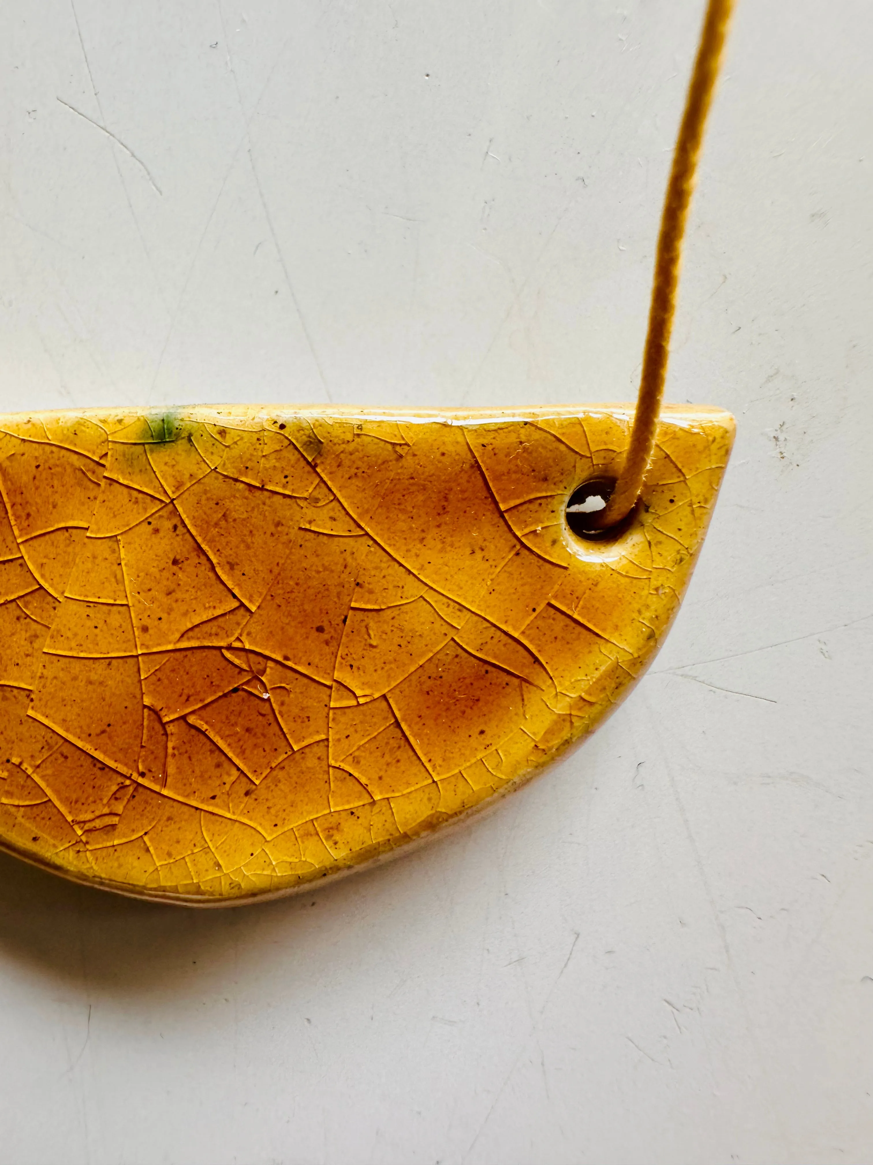 Ceramic Necklace Half Moon — GOLDEN DUST CRAQUELURE