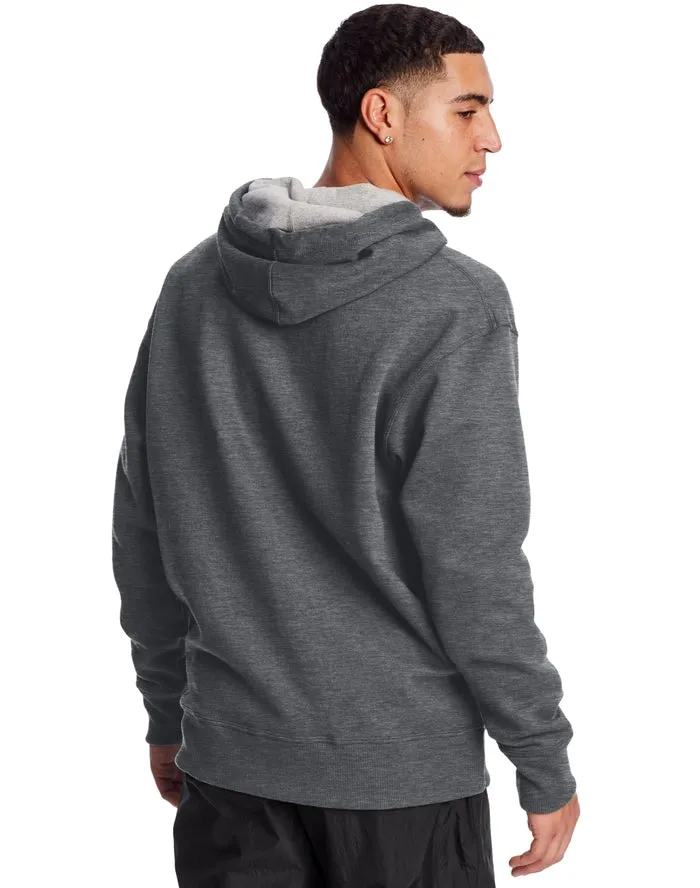 Champion Men's Powerblend Fleece Hoodie Script Logo Granite Heather GF89H Y08160 0OC