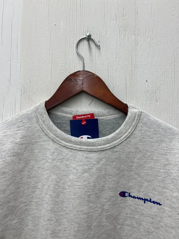 Champion Powerblend Fleece Crew Script Logo Oatmeal Heather GF88H Y08160 K74