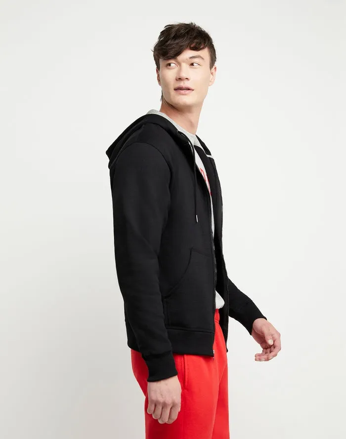 Champion Powerblend Fleece Full Zip Hoodie Script Logo Black GF91H Y08160 BKC