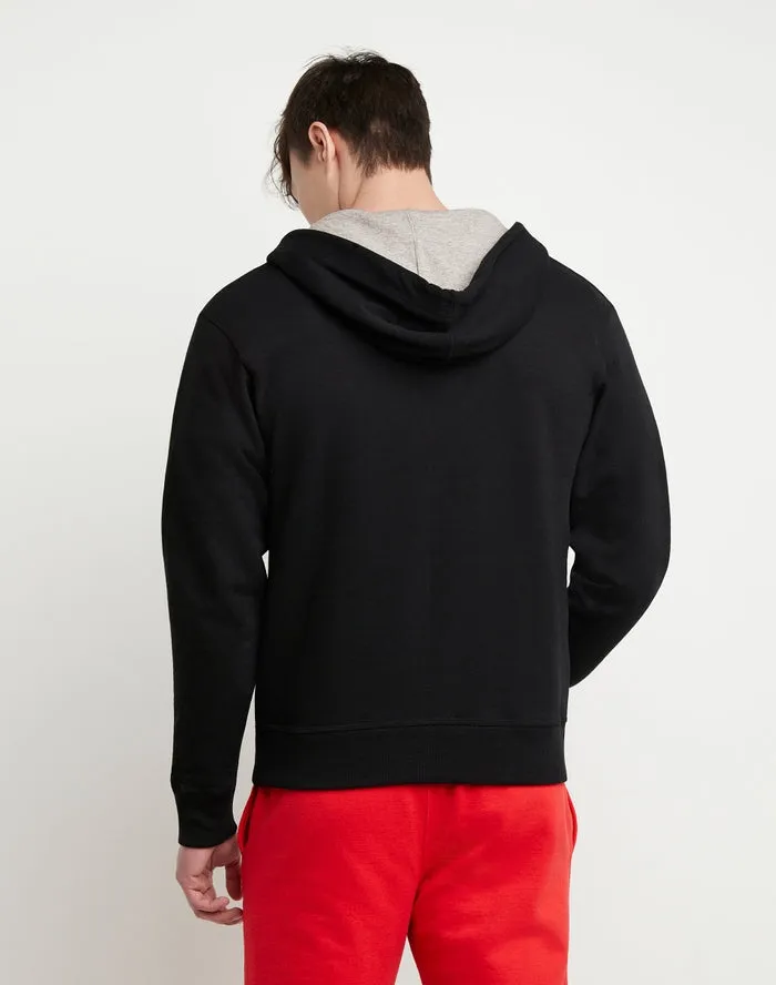 Champion Powerblend Fleece Full Zip Hoodie Script Logo Black GF91H Y08160 BKC