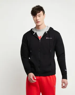 Champion Powerblend Fleece Full Zip Hoodie Script Logo Black GF91H Y08160 BKC