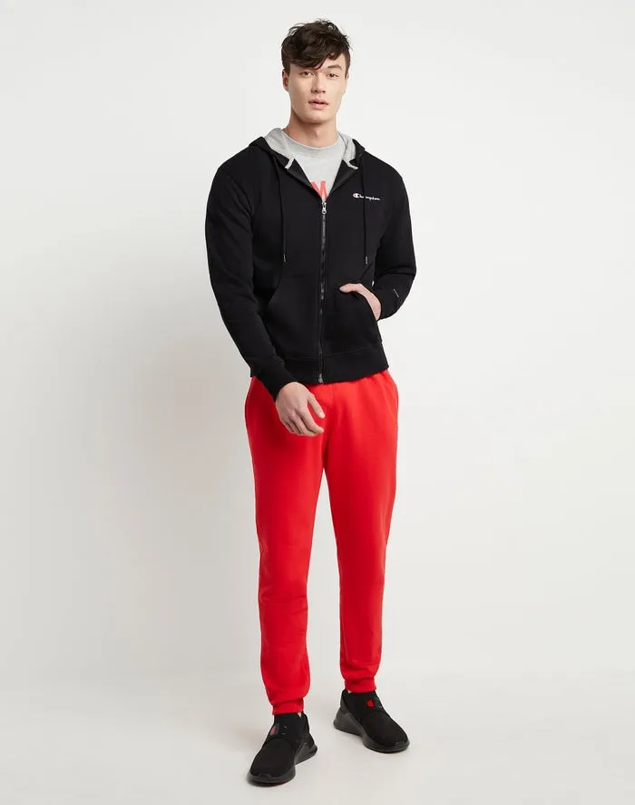 Champion Powerblend Fleece Full Zip Hoodie Script Logo Black GF91H Y08160 BKC