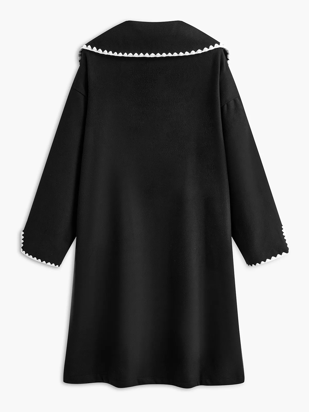 Contrast Trim Tweed Long Coat