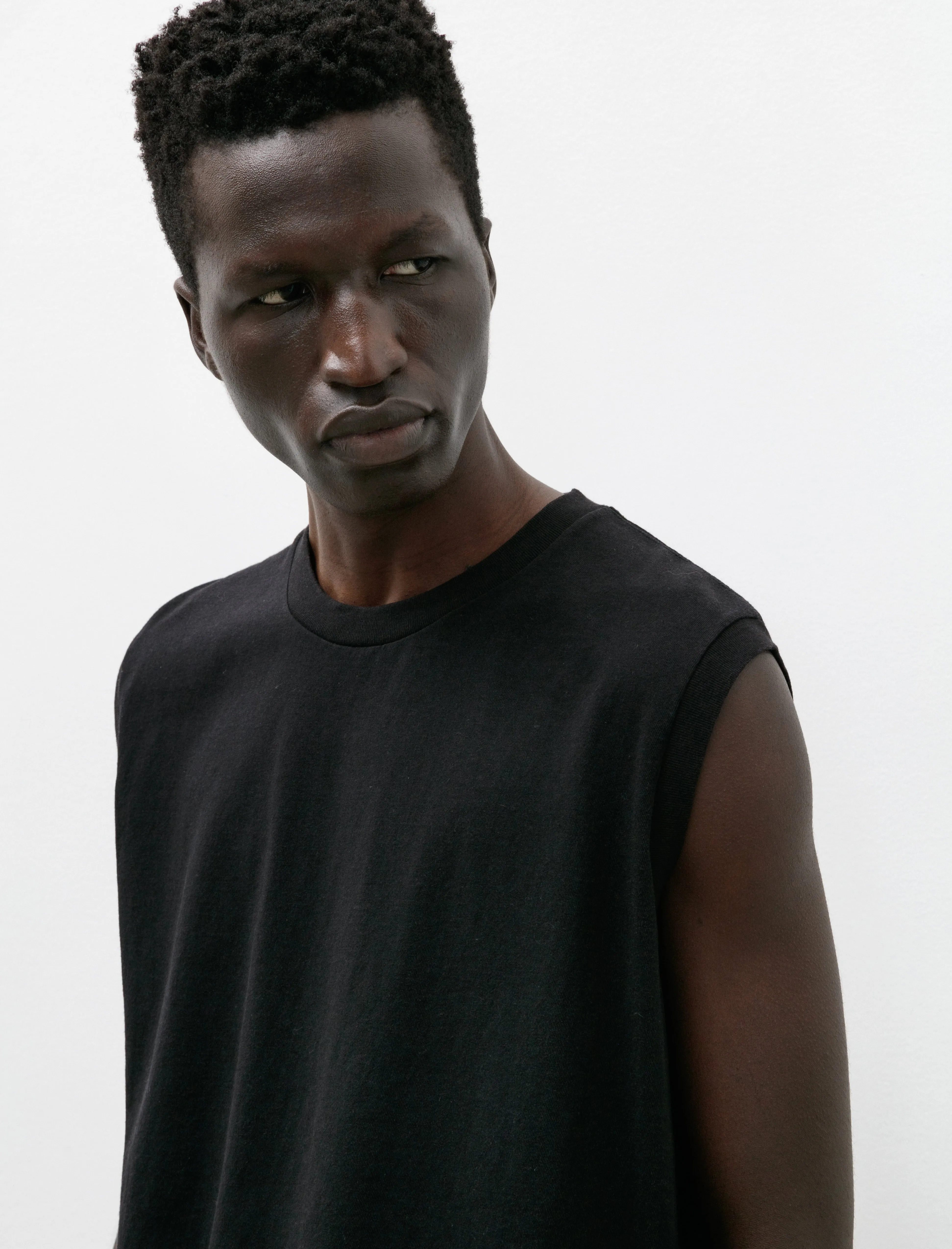 Cotton Jersey Sleeveless T-Shirt Fade Black