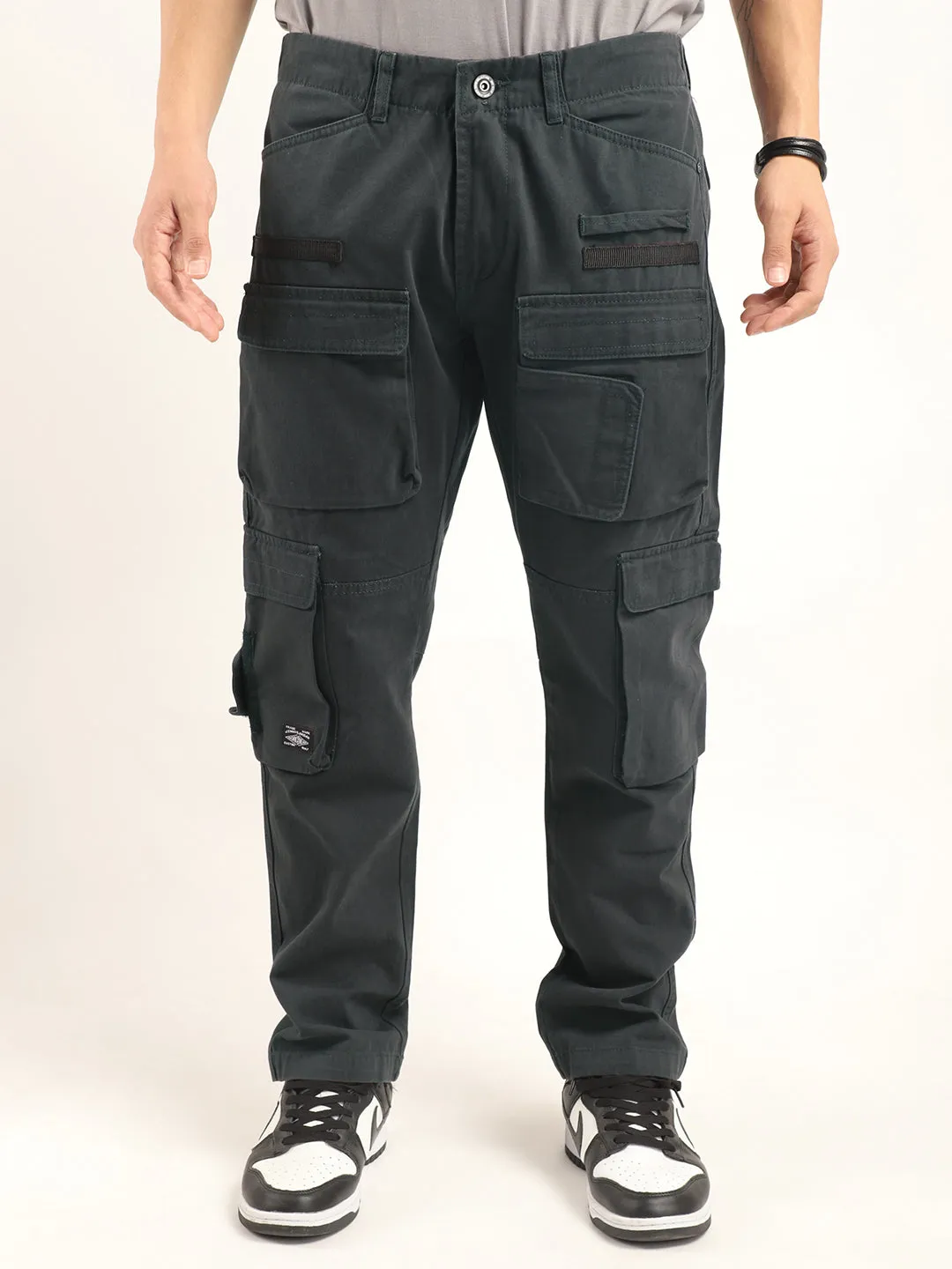 Crime Dark Ash Grey Multi Pocket Cargo