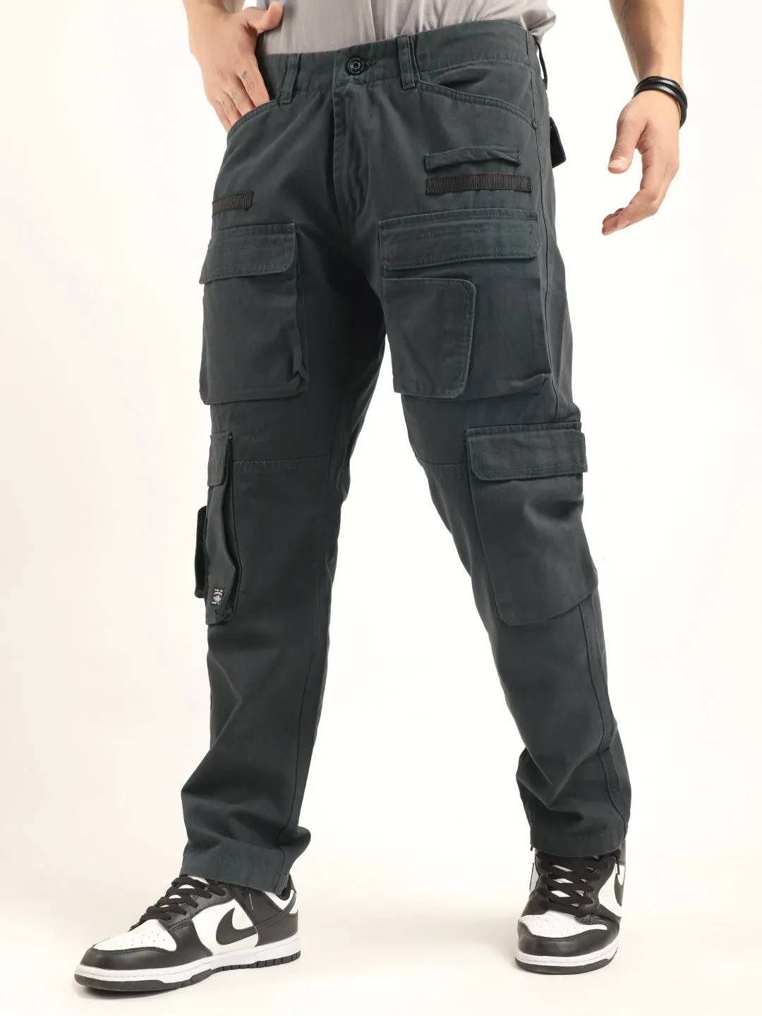 Crime Dark Ash Grey Multi Pocket Cargo