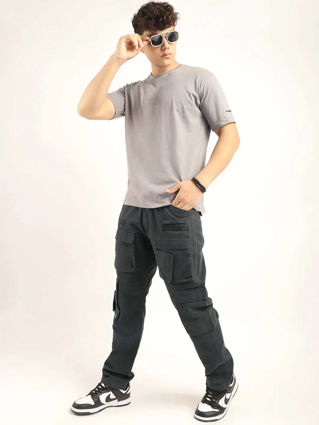 Crime Dark Ash Grey Multi Pocket Cargo
