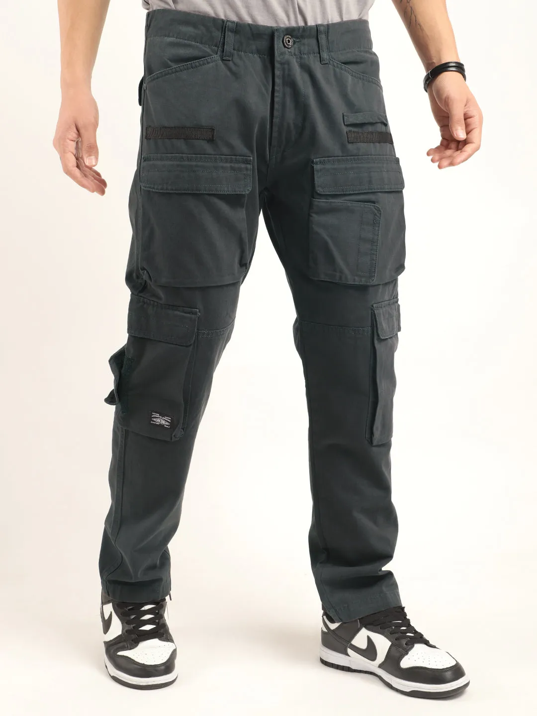 Crime Dark Ash Grey Multi Pocket Cargo