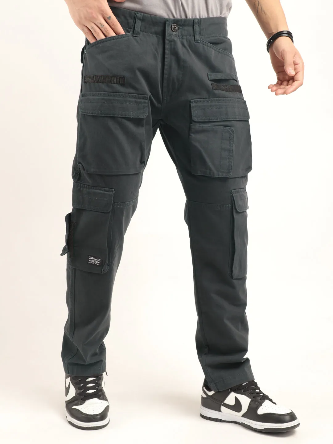 Crime Dark Ash Grey Multi Pocket Cargo