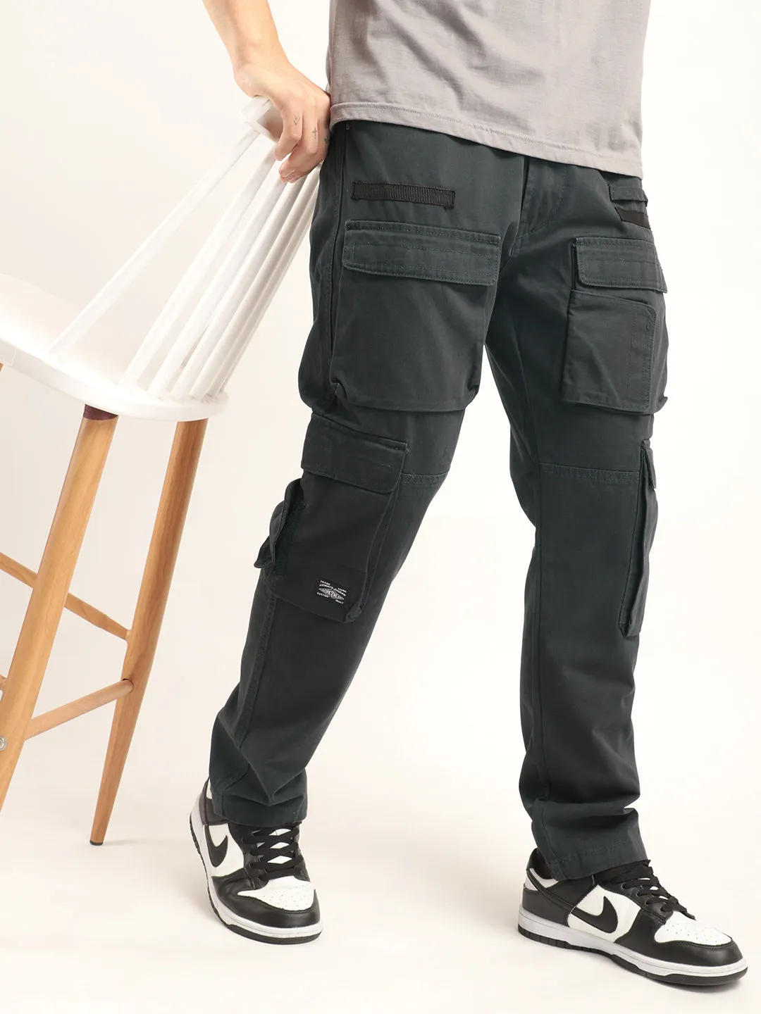 Crime Dark Ash Grey Multi Pocket Cargo