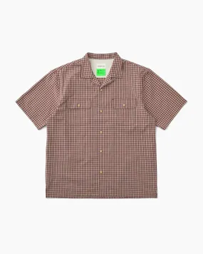 Cross Open Collar S/S Shirt Plum