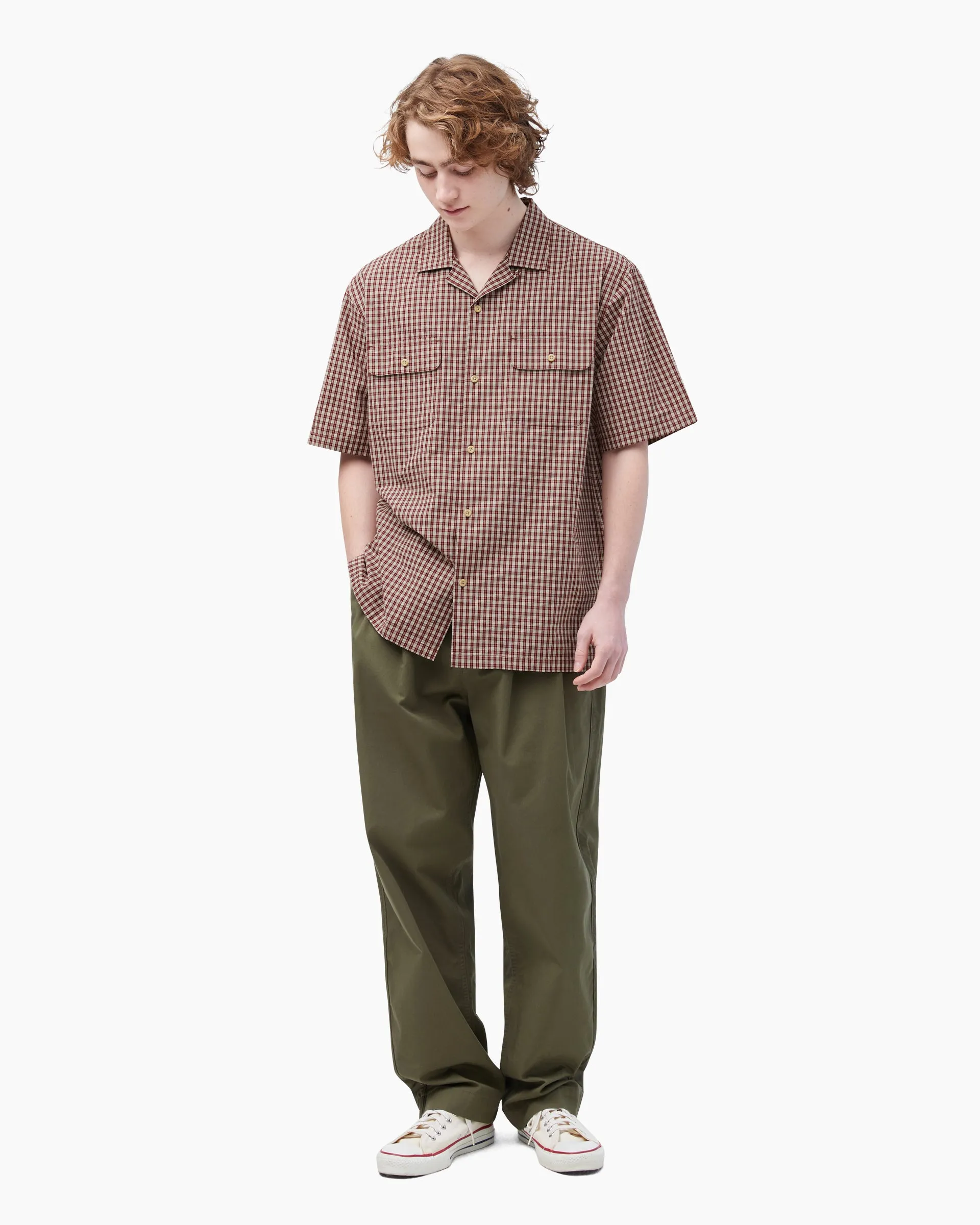 Cross Open Collar S/S Shirt Plum