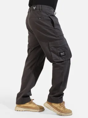 Dark Grey Cotton Twill Tactical Baggy Fit Cargo
