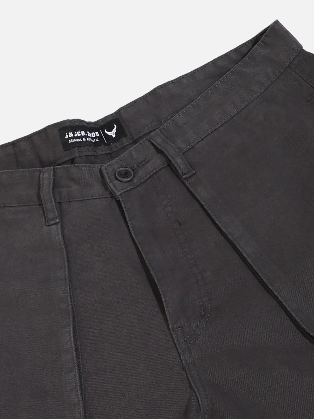 Dark Grey Cotton Twill Tactical Baggy Fit Cargo