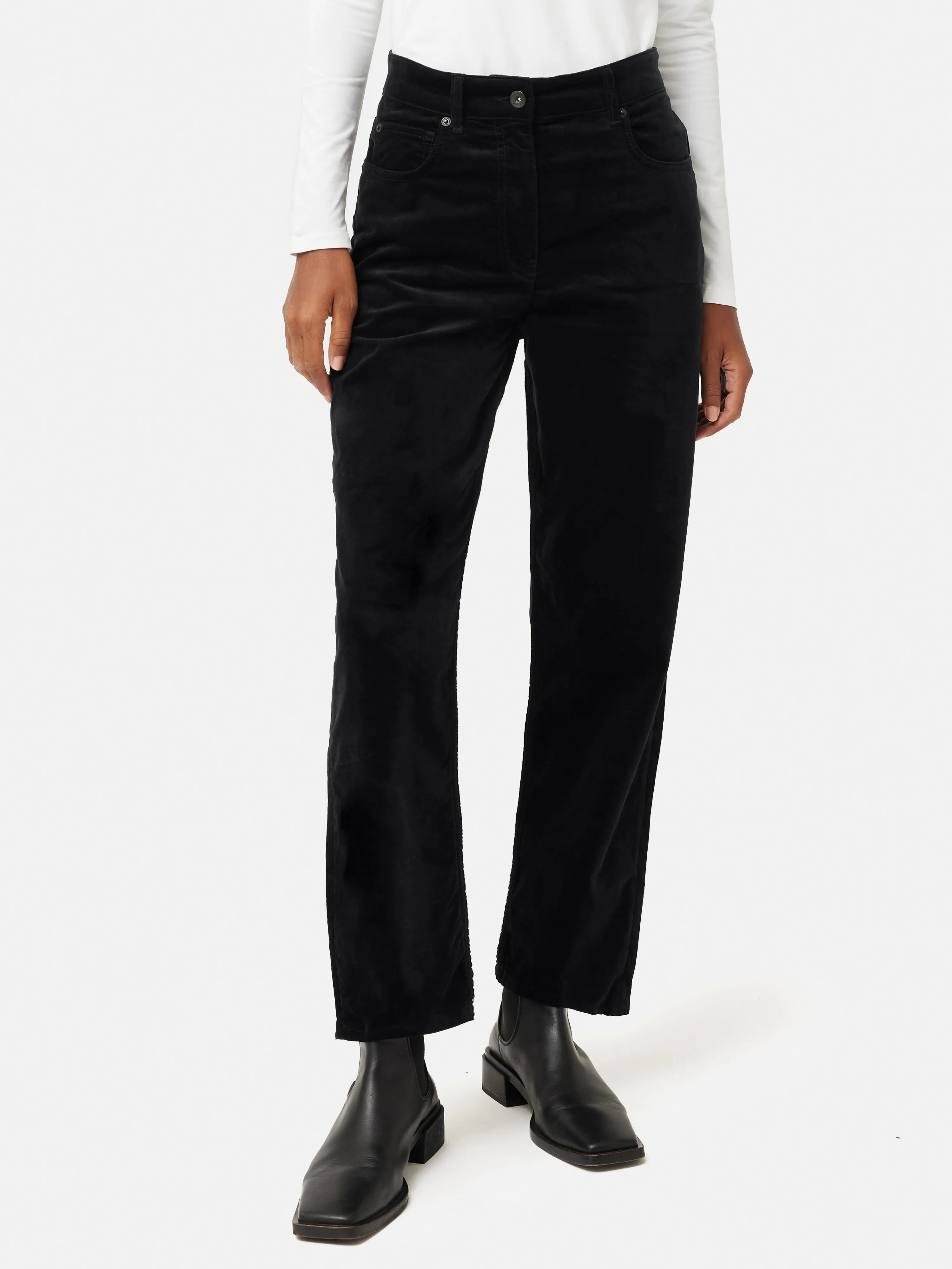 Delmont Velvet Tapered Jean | Black
