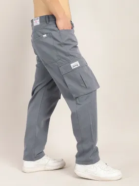 Drippy Dark Ash Grey Cotton Twill Plus Size Cargo