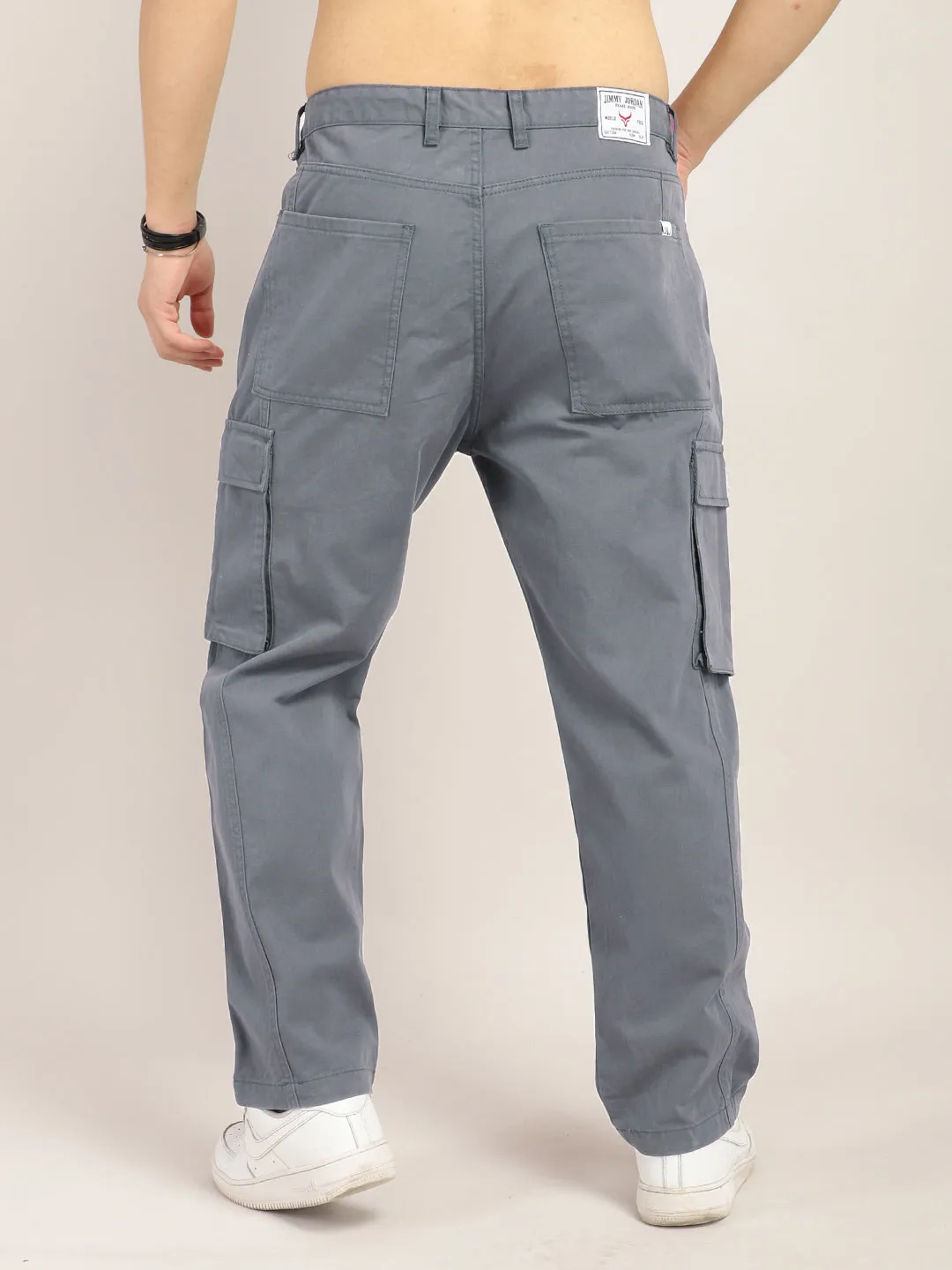 Drippy Dark Ash Grey Cotton Twill Plus Size Cargo