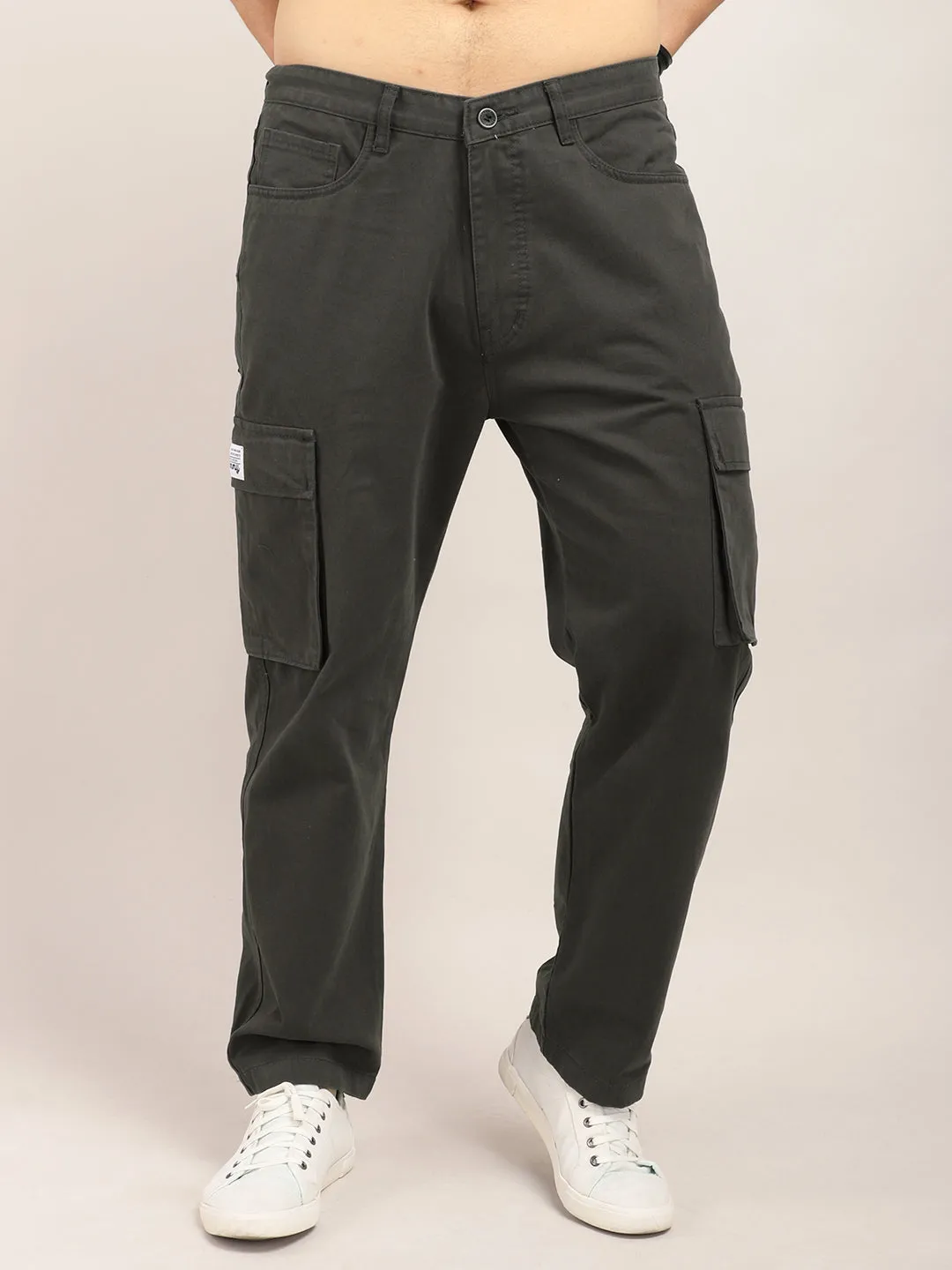 Drippy Dark Grey Cotton Twill Plus Size Cargo