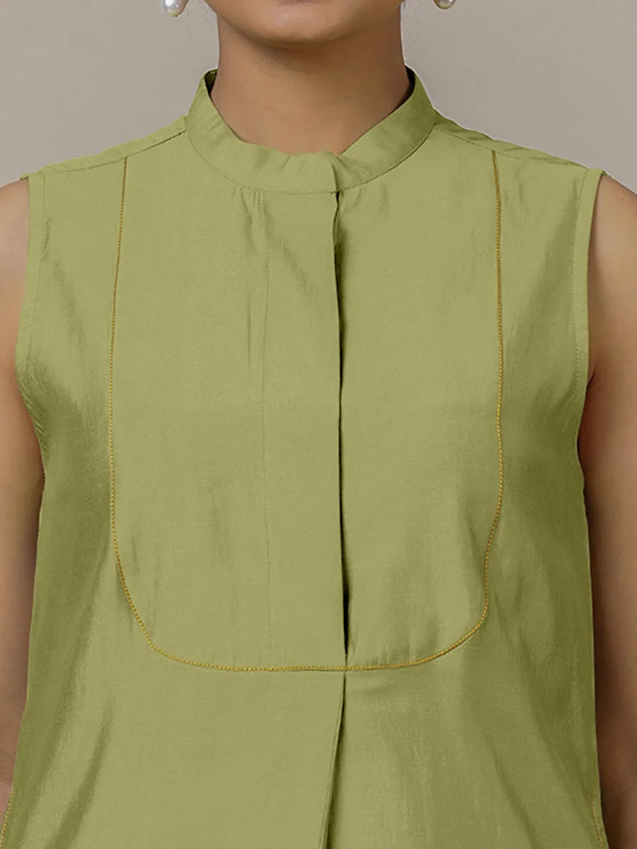 Eira x Rozaana | A Line Kurta w/ Mandarin Collar in Pista Green | Coords or Only Kurta