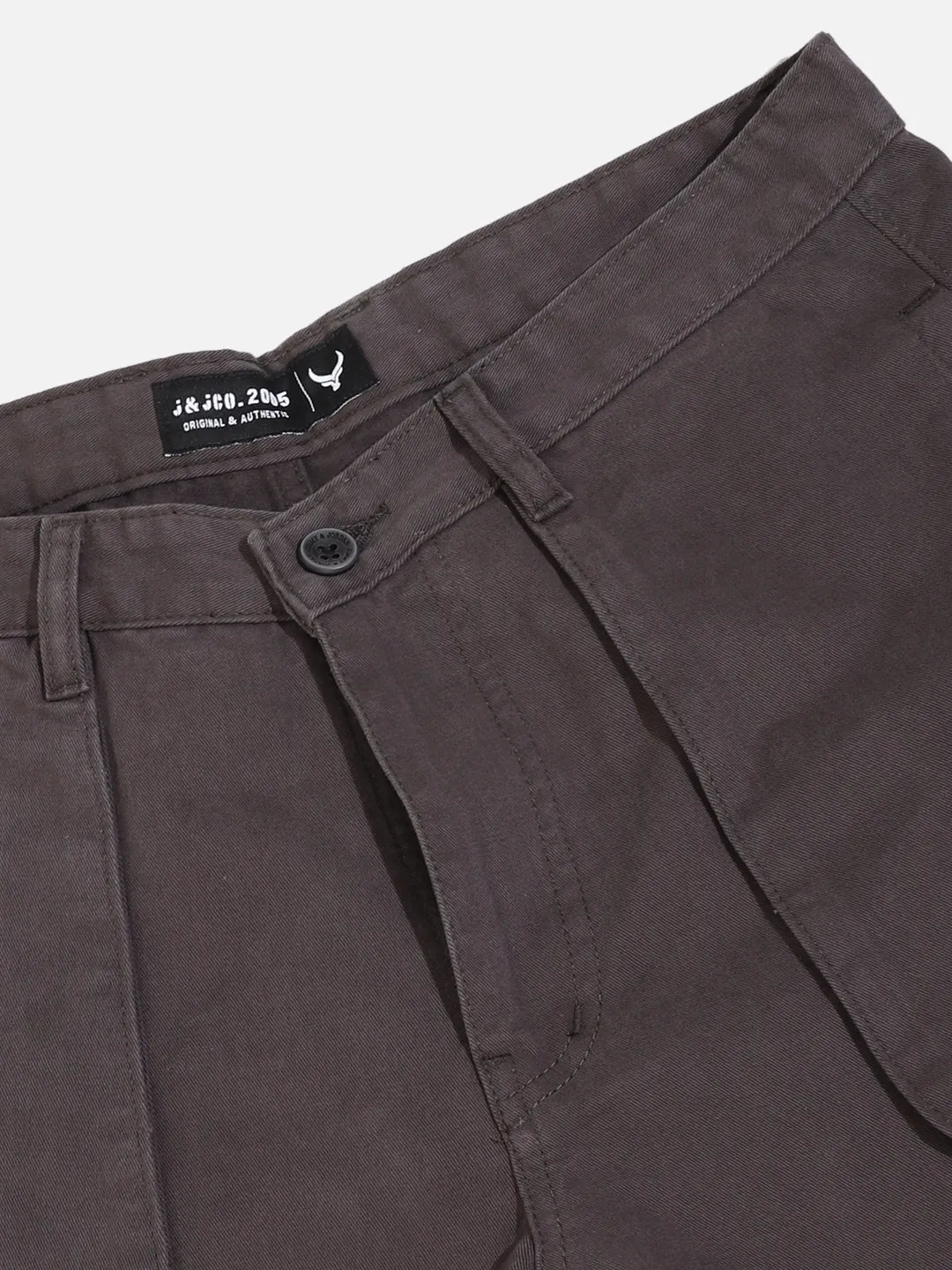 Grey Cotton Twill Tactical Baggy Fit Cargo