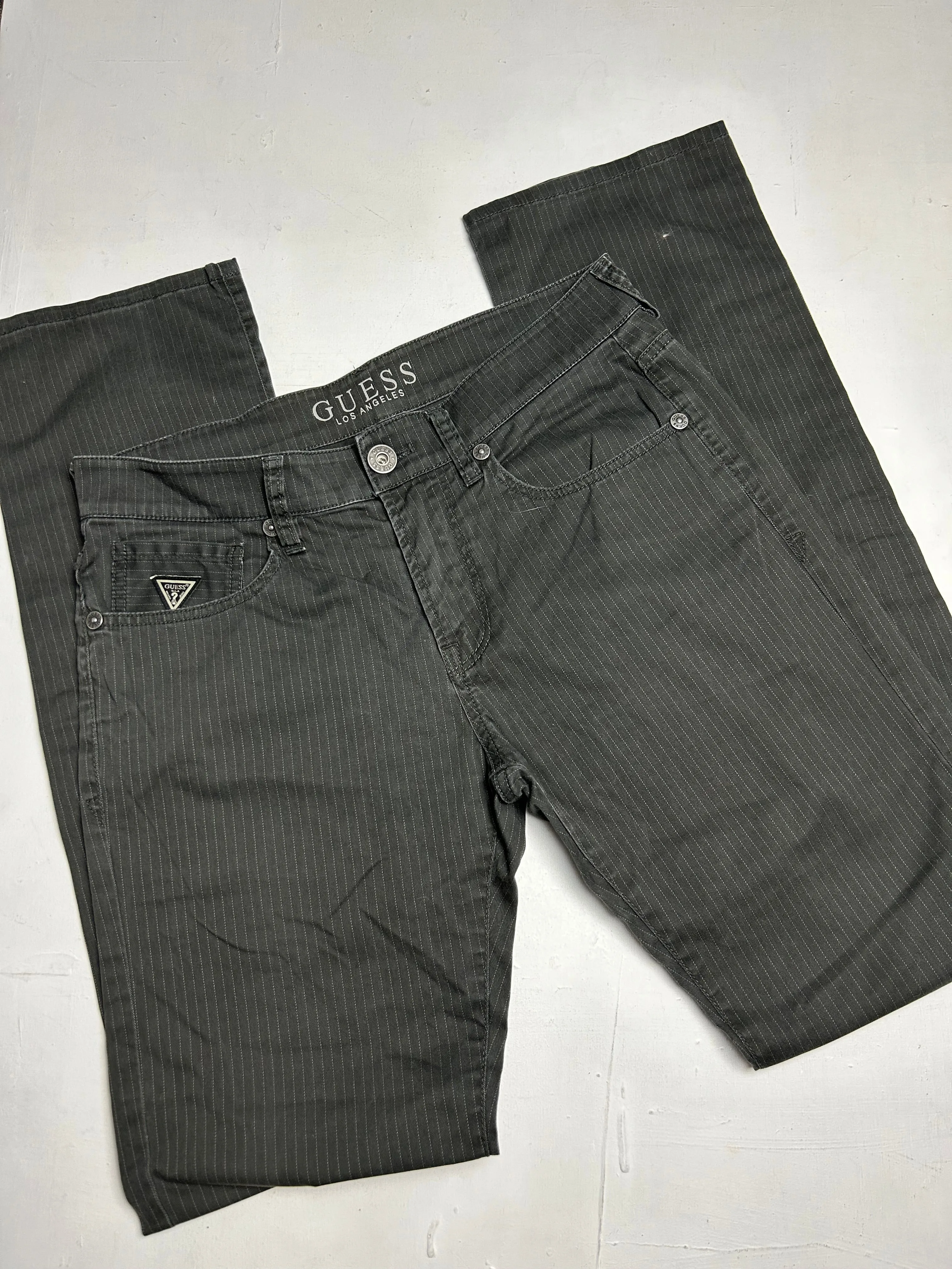 Grey denim low waist baggy pants (M)