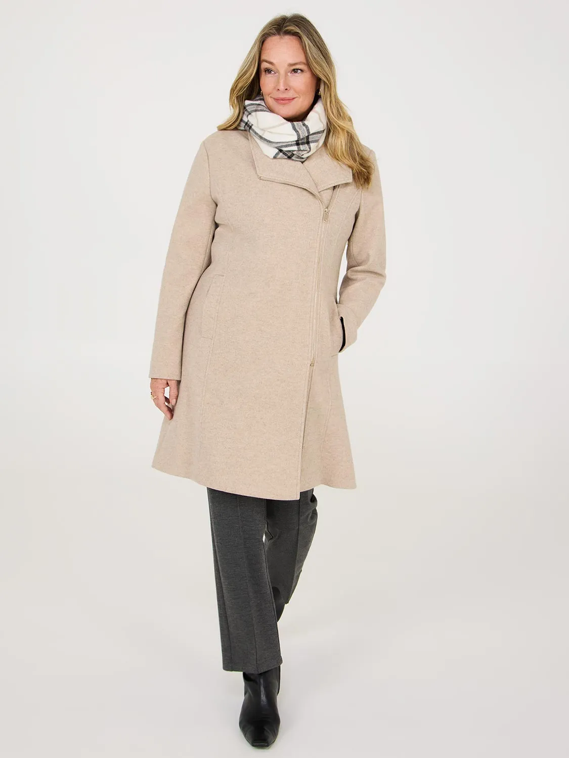 High Collar Zip-Front Car Coat