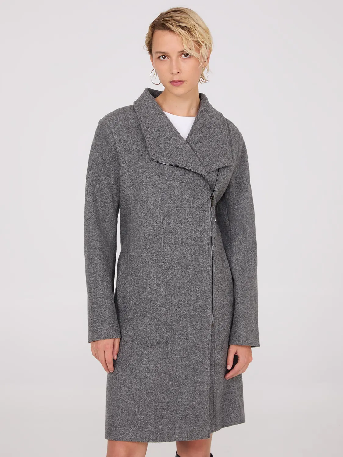 High Collar Zip-Front Car Coat